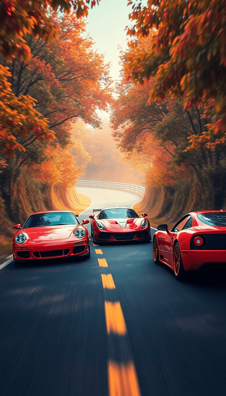 Tres Coches Corriendo En Una Carrera En Un Túnel Uno De Ellos Un Porche 911, Otro Un Nissan Gtr Y Otro Un Ferrari Enzo Los Tres Muy Tuneados