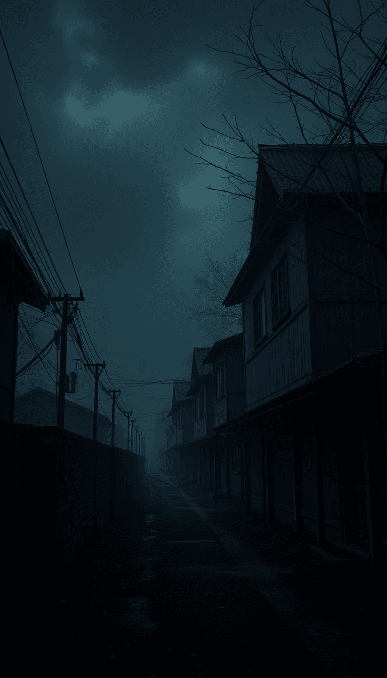 Old Abandoned Japanese Vilage, Dark An Erie Vibe, Post Apocalyptic, Creepy And Oppressive Atmosphere