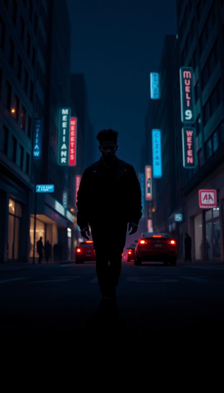 Description:
the Story Begins In A Neon-lit City At Night, Where The Weeknd Walks Through The Streets, Transforming With Each Step To Reflect The Essence Of His Albums.
    "house Of Balloons" – A