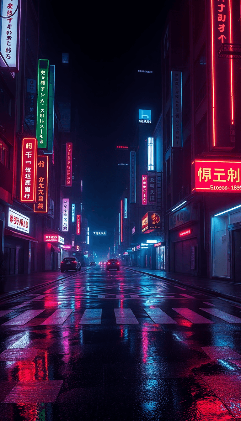 Futuristic Cyberpunk City At Night, Neon Lights, Reflections On Wet Streets, Sci-fi Vibe, High Detail, Cinematic 4k Wallpaper, Vibrant Neon Colors