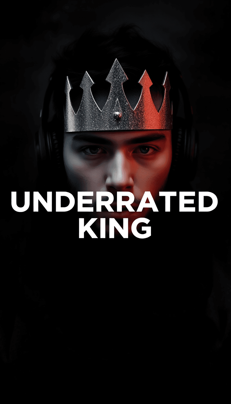 Create An Image With The Word Underrated King With A Gamer Background With A Guy As The Focuscreate An Image With The Word Underrated King With A Gamer Background With A Guy As The Focus