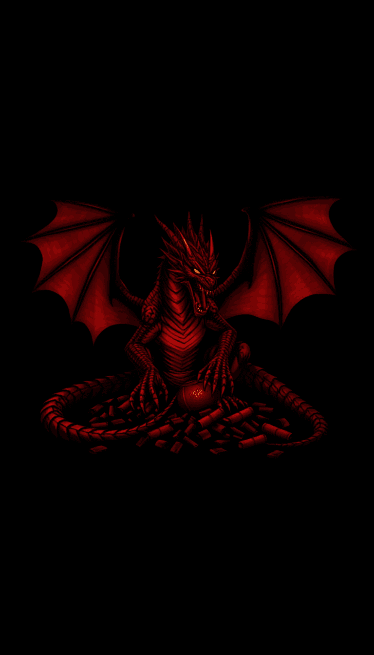 Lord Of The Rings Smaug The Dragon Menacing Sitting On A Pile Of Treasure