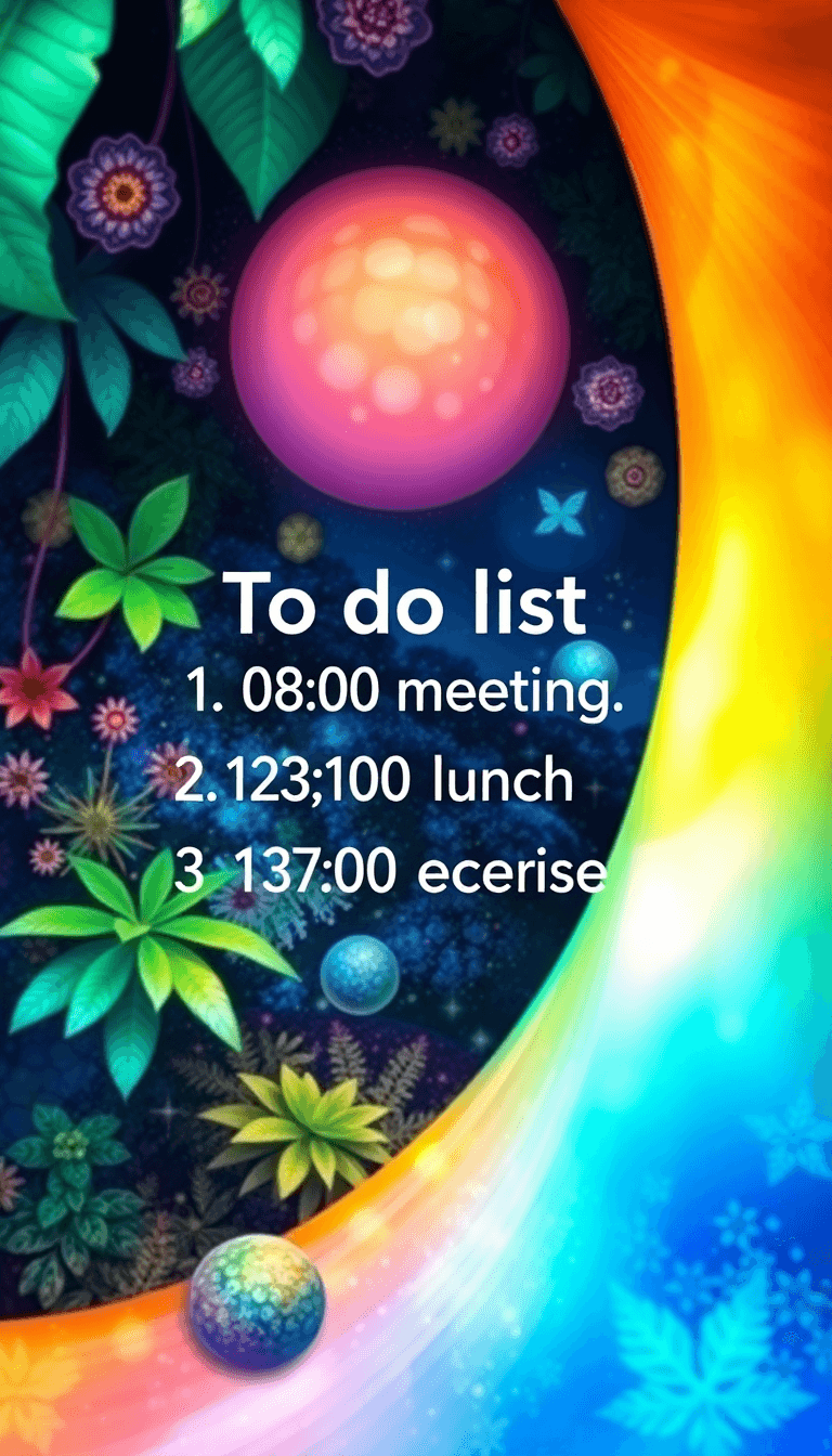 Generate A Wallpaper Containing Text "to Do List: 1. 8:00 Meeting; 2. 12:00 Lunch; 3. 13:00 Excerise"