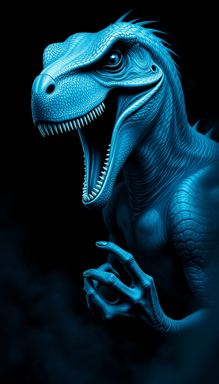 Blue The Raptor From Jurassic World As An Anthro Raptor Fingering Her Genital Slit.