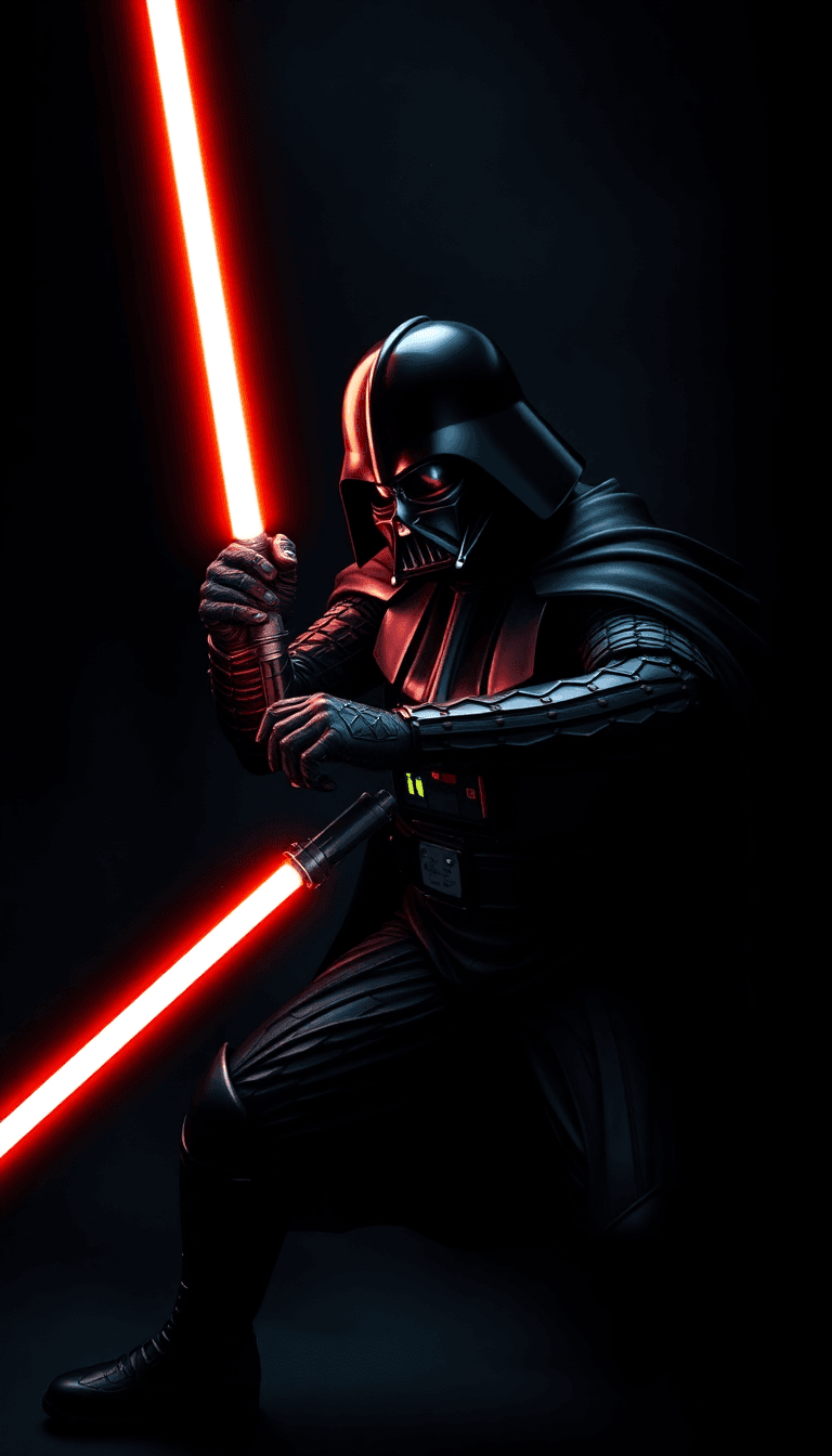 Earth Vader Fighting With Optimum Prime Using Swarf And Lighsaber